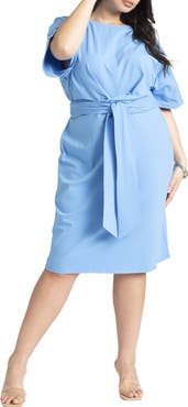 ELOQUII Cross Front Flutter Sleeve Dress
