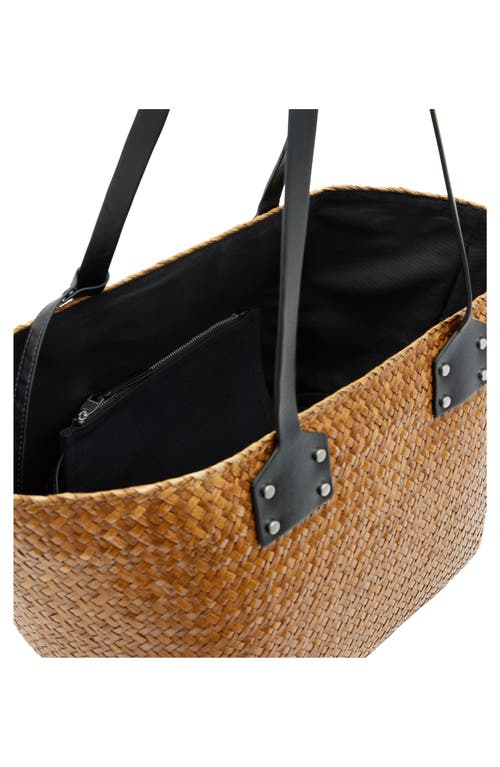 Allsaints Mosley Straw Tote In Almond Beige