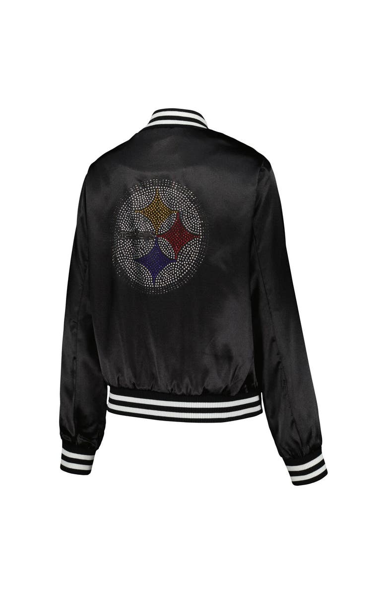 CUCE Women's Cuce  Black Pittsburgh Steelers Rhinestone Full-Zip Varsity Jacket, Alternate, color, 