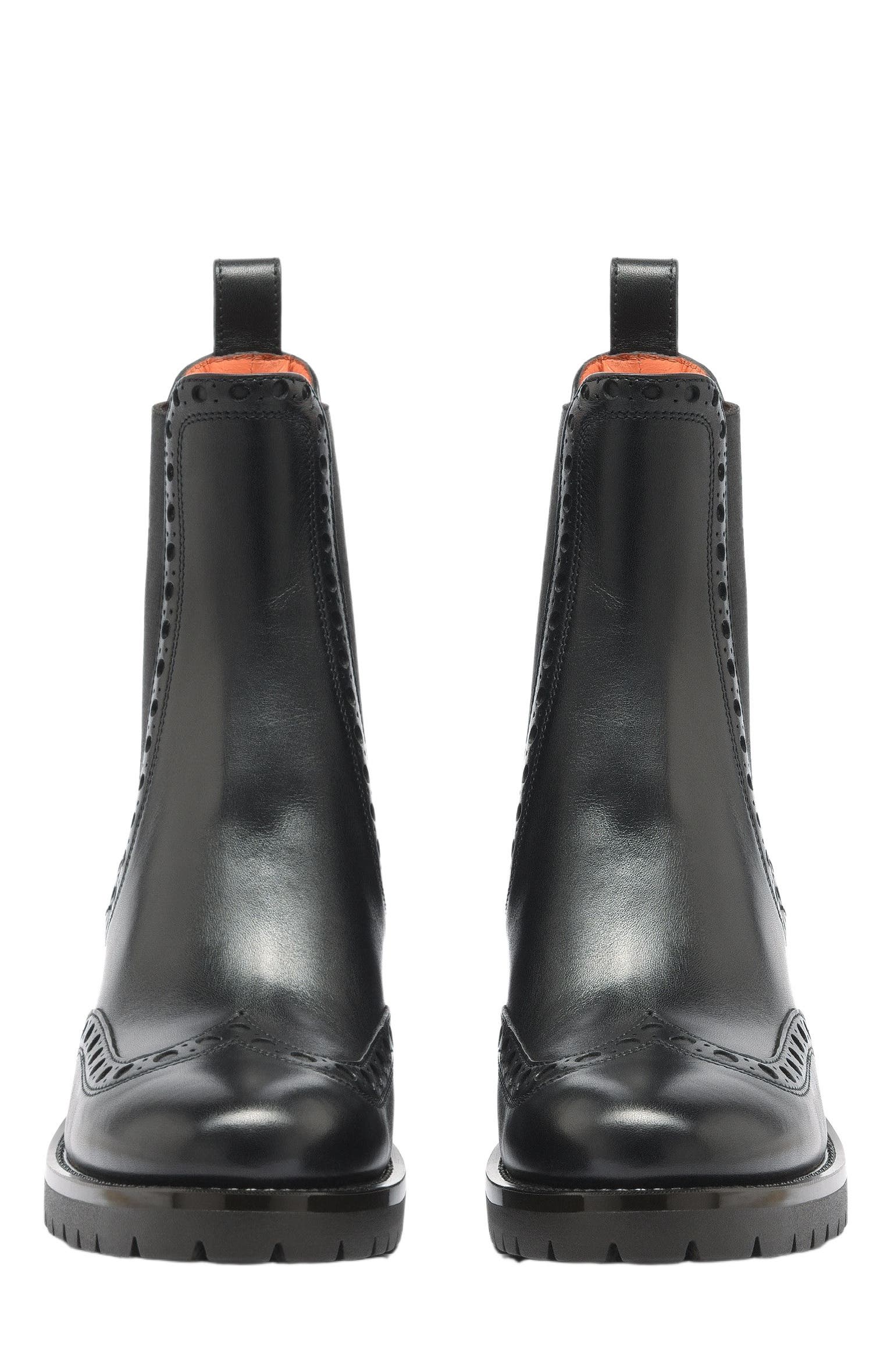 Santoni Leather Chelsea brogue boot, Alternate, color, 