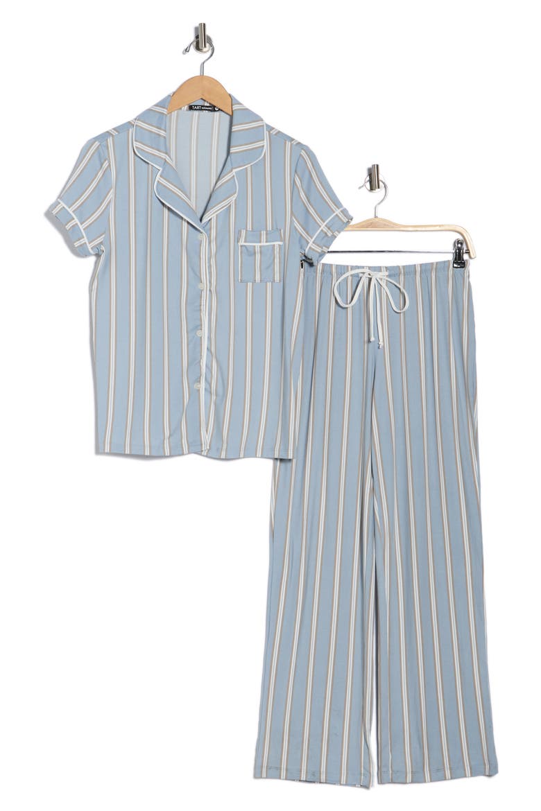Mana 3-Piece Jersey Pajamas, Alternate, color, MORNING STRIPE BLUE