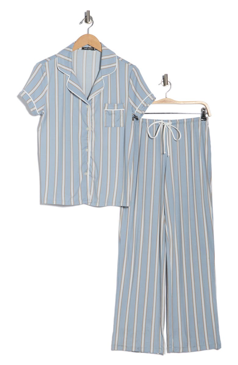 Tart Manma 3-Piece Jersey Pajamas, Alternate, color, Morning Stripe Blue