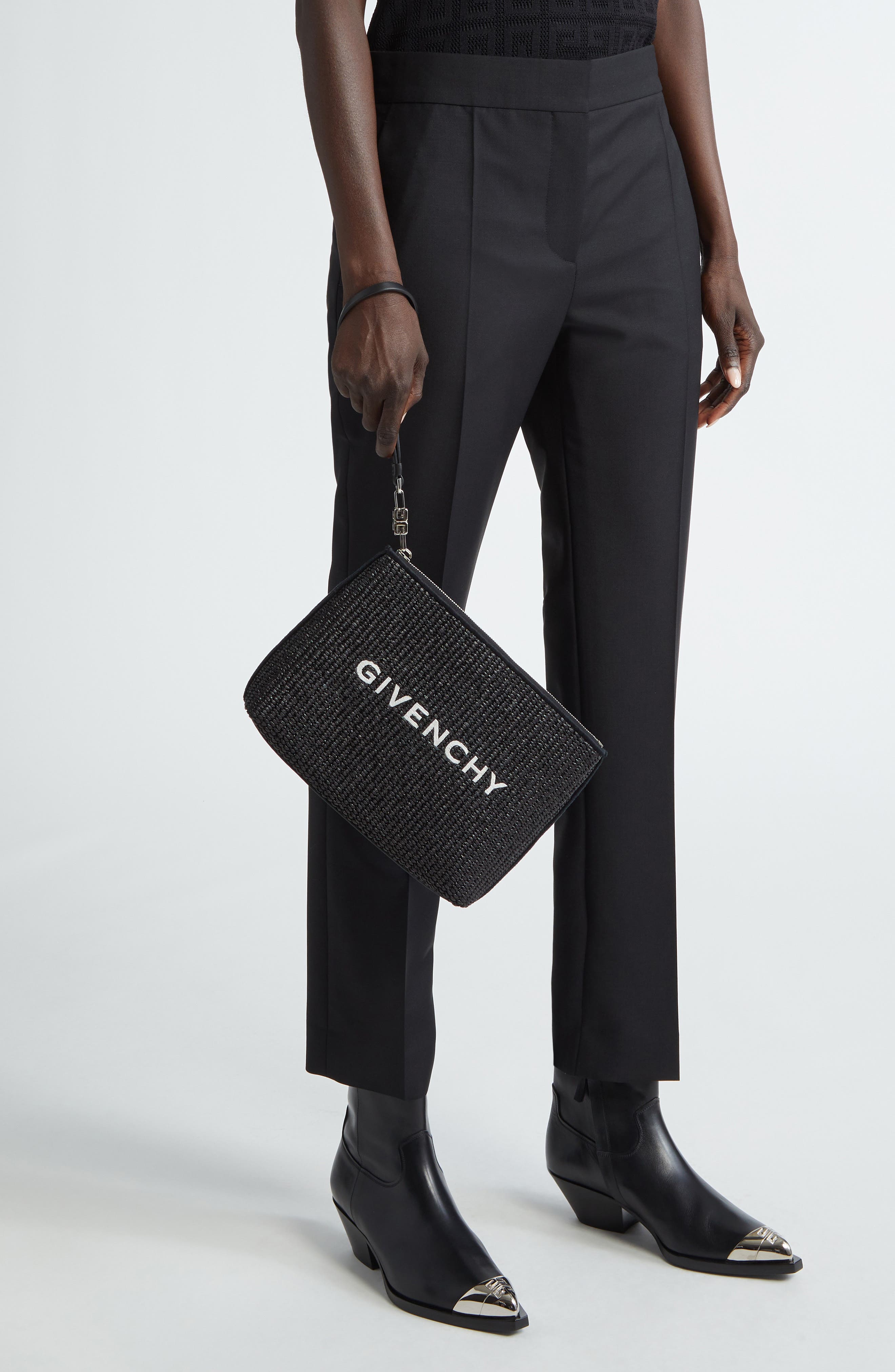 Givenchy Raffia Travel Pouch, Alternate, color, 