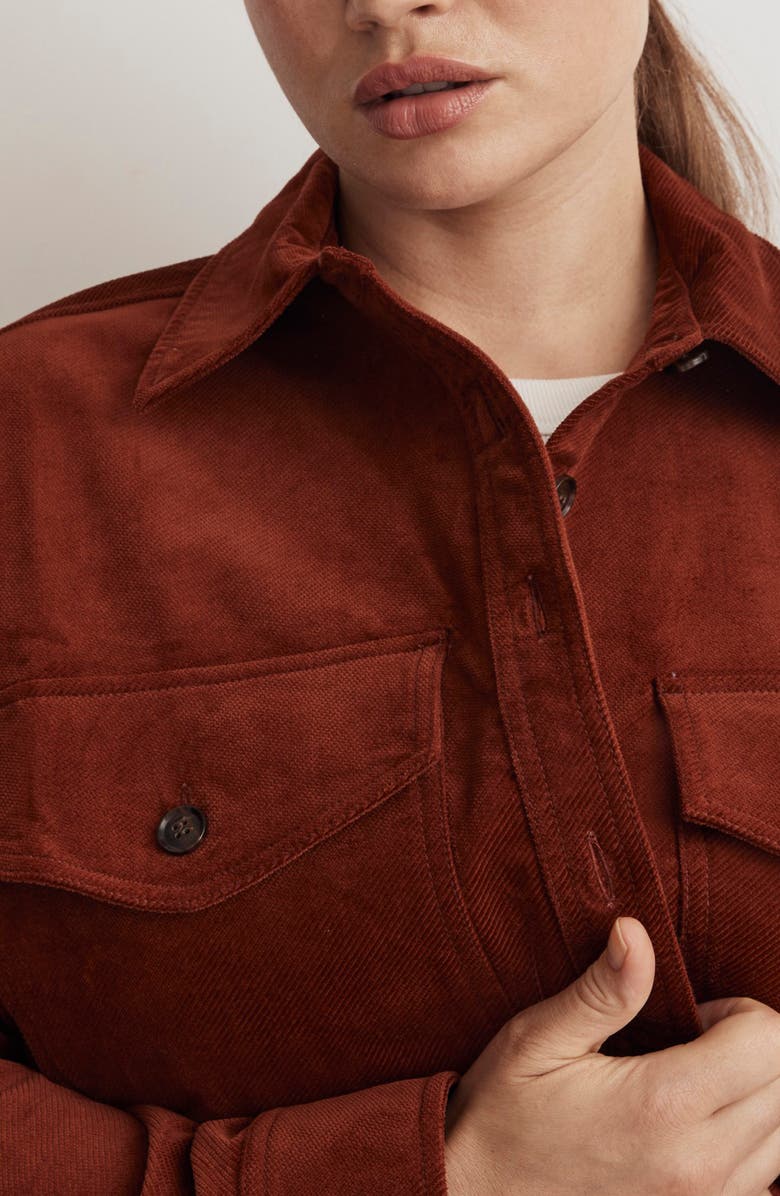Madewell Corduroy Twill Oversize Shirt Jacket, Alternate, color, Stained Mahogany