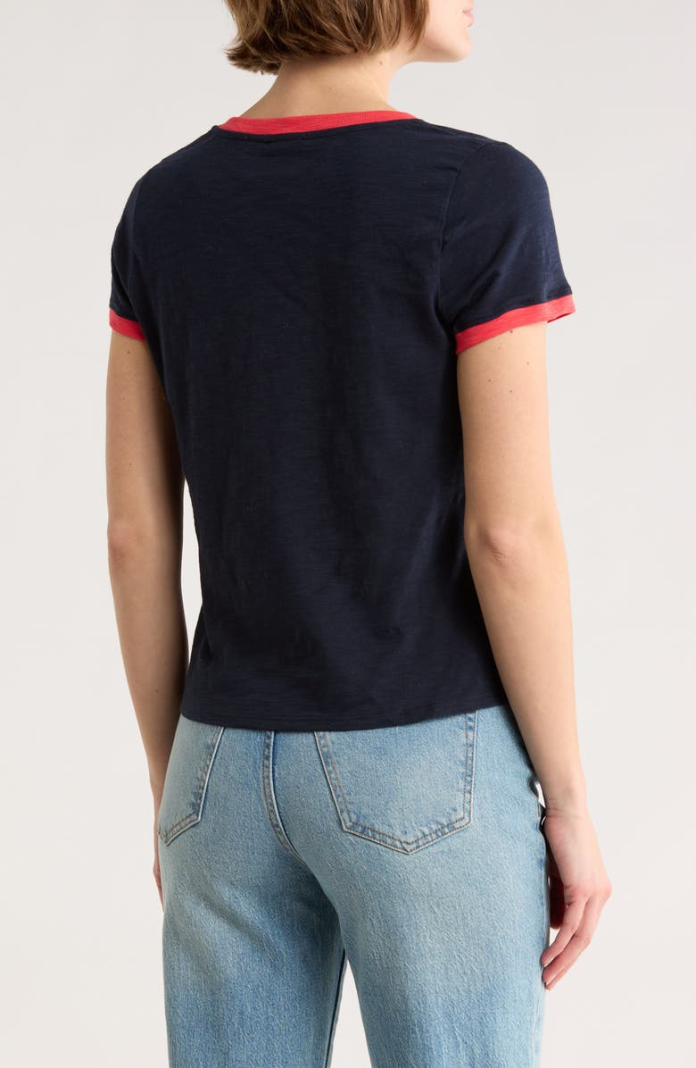 Cinq à Sept Love Smiley Heart Ringer Graphic T-Shirt, Alternate, color, Navy/ White/ Claret Red