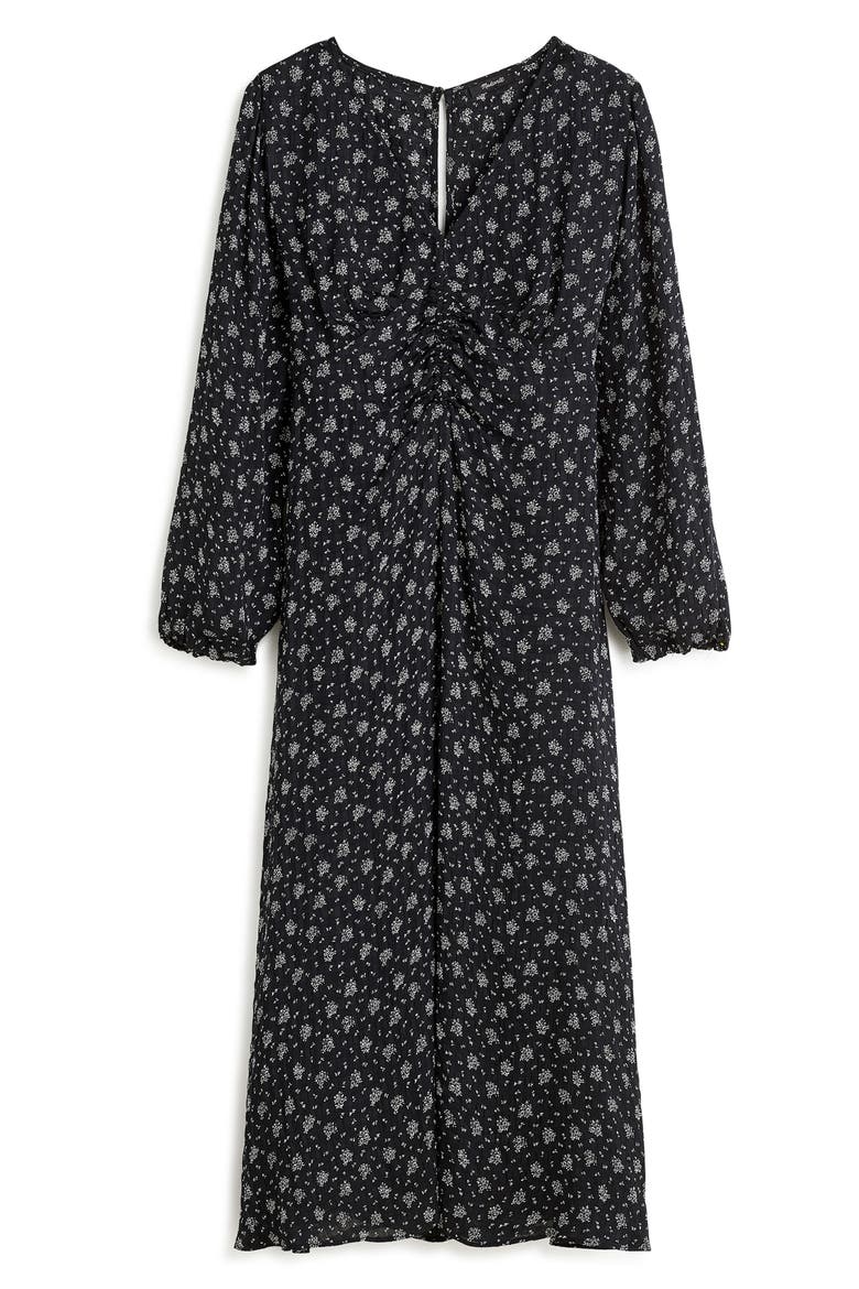 Ruched Midi Dress, Main, color, TRUE BLACK