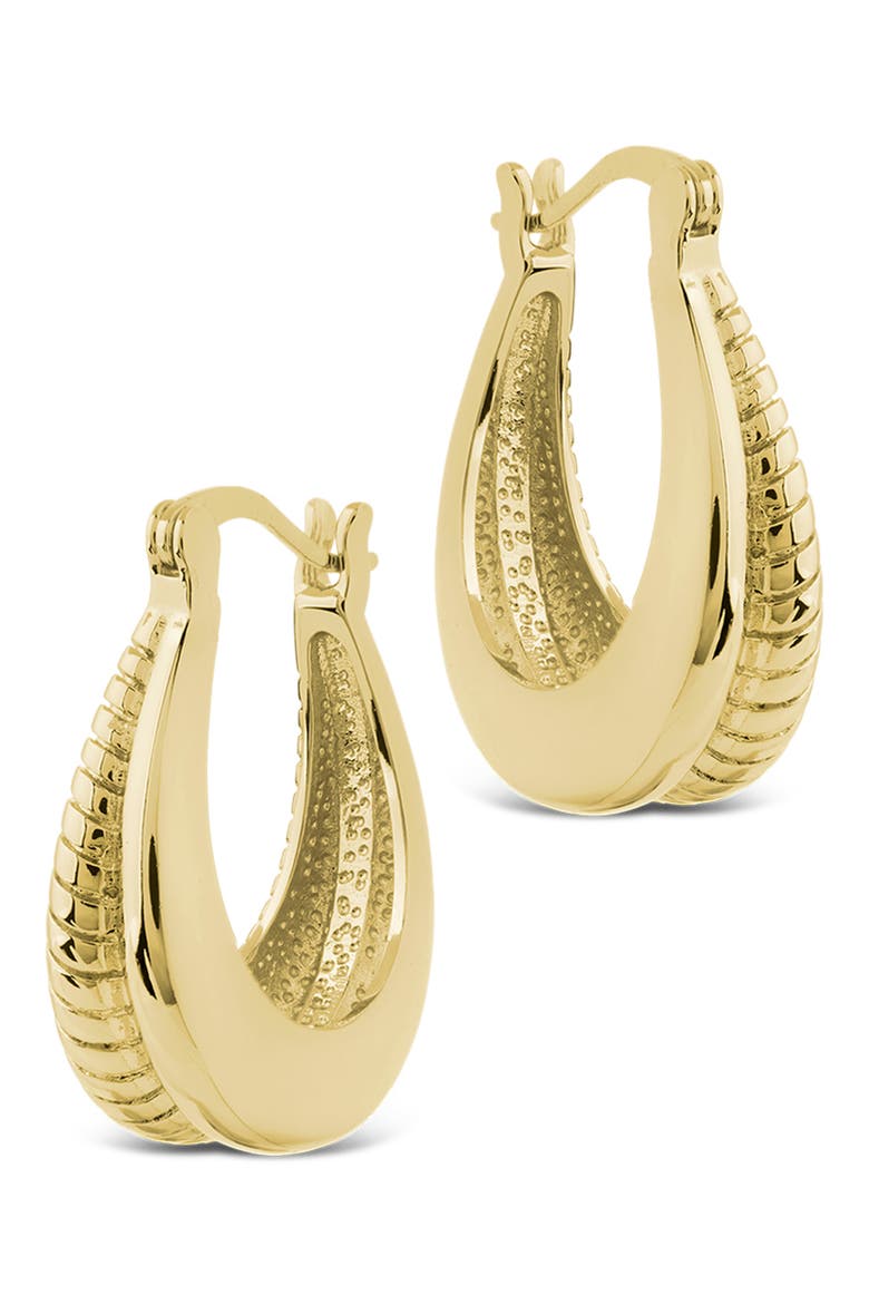 Athena Rib Hoop Earrings, Alternate, color, GOLD