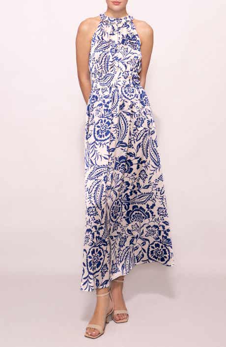 Print Ruffle Sleeveless Maxi Dress