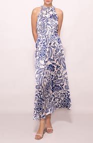 MELLODAY Print Ruffle Sleeveless Maxi Dress