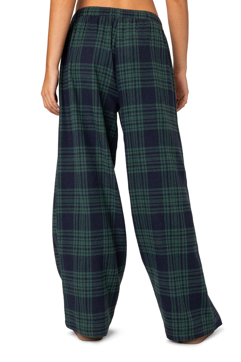 Lounge Around Plaid Wide Leg Pants, Alternate, color, NAVY