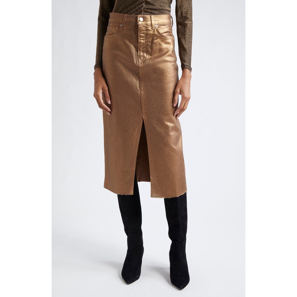 Veronica Beard Victoria Metallic Denim Midi Skirt