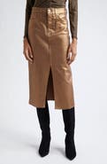 Veronica Beard Victoria Front Slit Metallic Midi Skirt