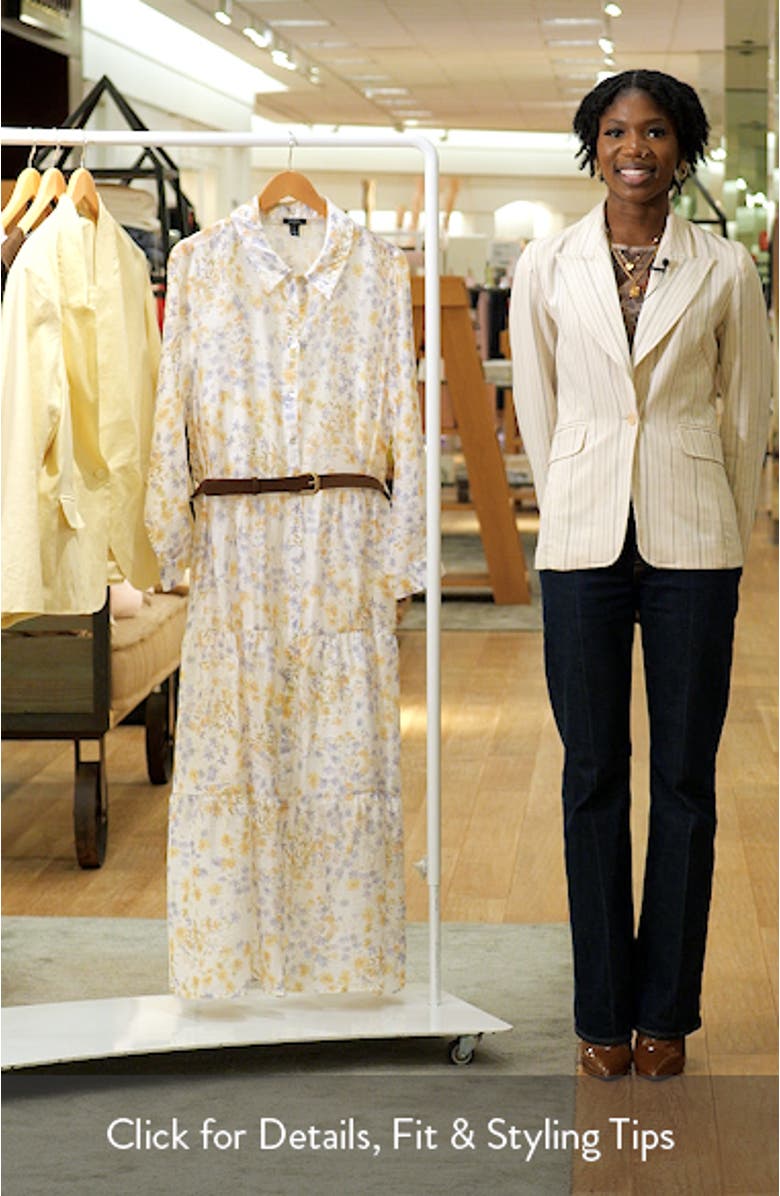 Floral Print Long Sleeve Maxi Shirtdress, sales video thumbnail