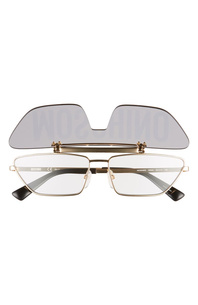 Moschino 60mm Flip Shade Flat Top Sunglasses, Alternate, color, 