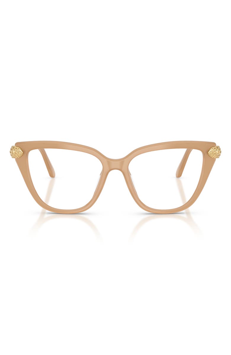 Swarovski 52mm Cat Eye Optical Glasses, Main, color, Milky Beige/ Demo Lens
