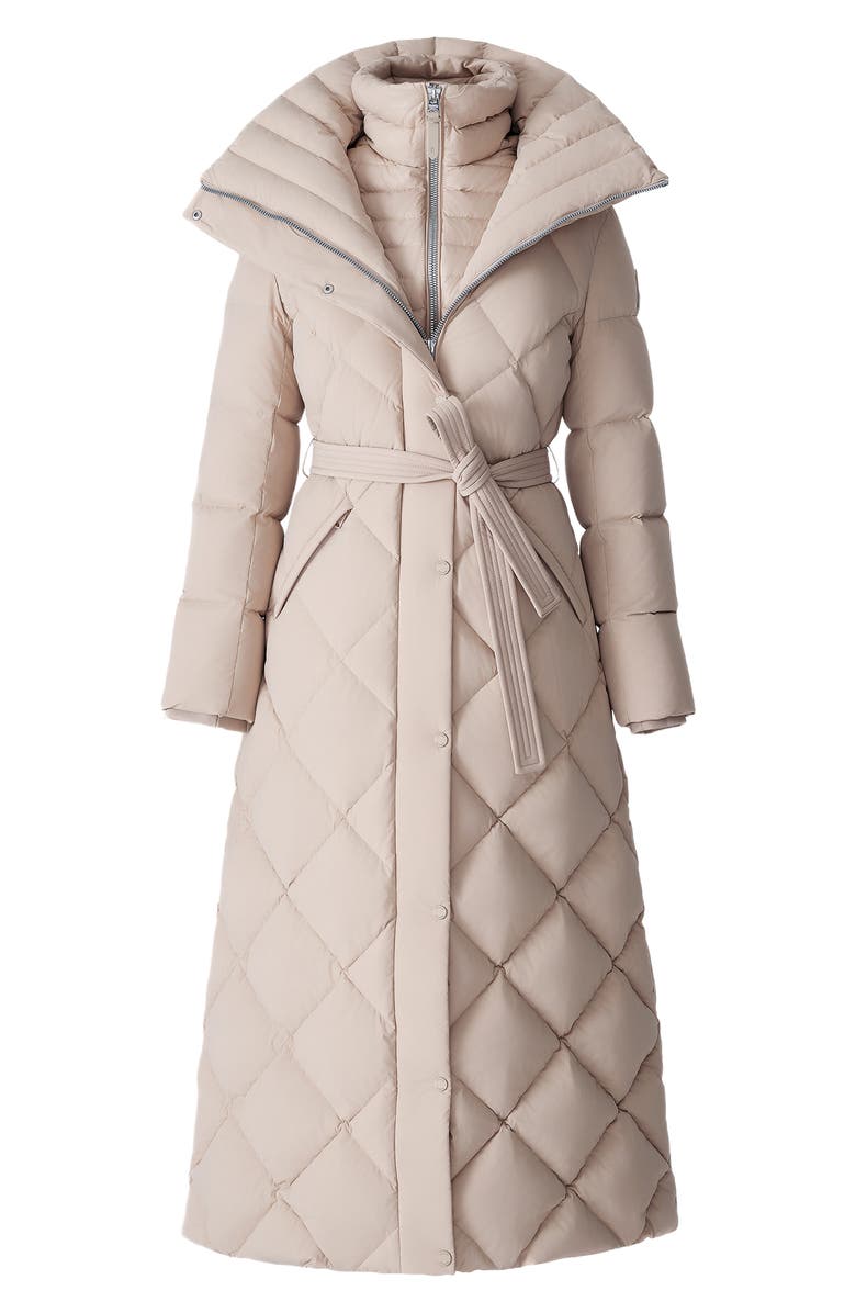 Mackage Laurella 2-in-1 Belted Quilted Down Long Coat, Alternate, color, Light Camel