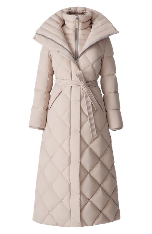 Mackage Laurella 2-in-1 Belted Quilted Down Long Coat In Brown
