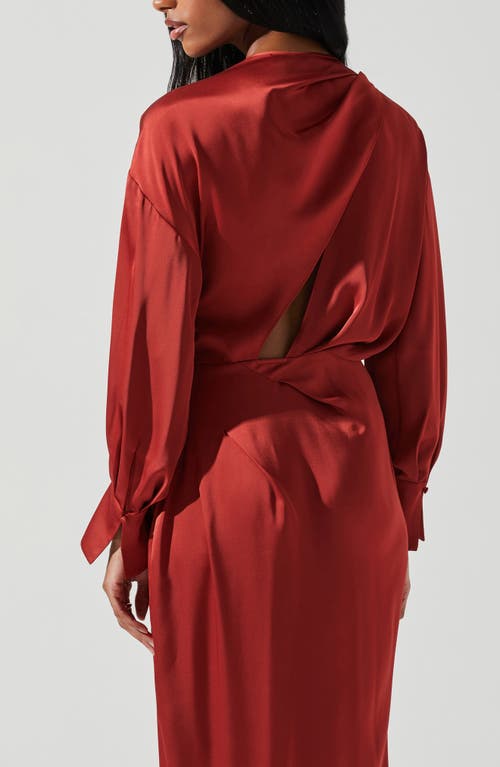 Astr The Label Sadyra Long Sleeve Satin Midi Dress In Multi