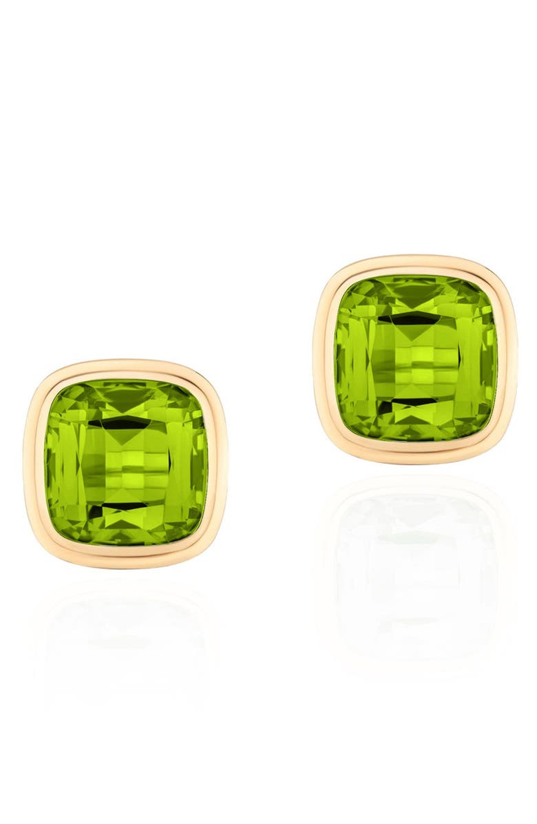 GOSHWARA Manhattan Cushion Cut Stud Earrings, Main, color, Bright Green