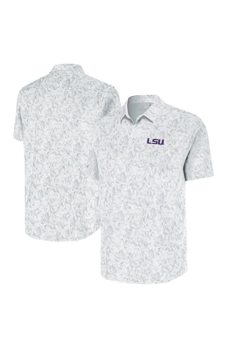 ANTIGUA Men
s Antigua White LSU Tigers Lush Button-Up Shirt, Main, color, 