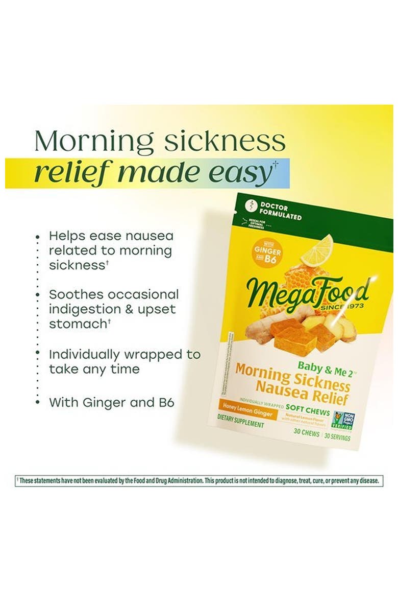 Baby & Me Prenatal Morning Sickness Relief with Vitamin B6, 30 Honey Lemon Ginger Soft Chews, Alternate, color, None