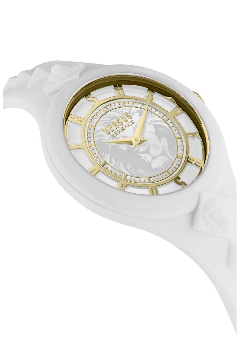 Versace Silicone Strap Watch, 39mm & Zip Case, Alternate, color, WHITE
