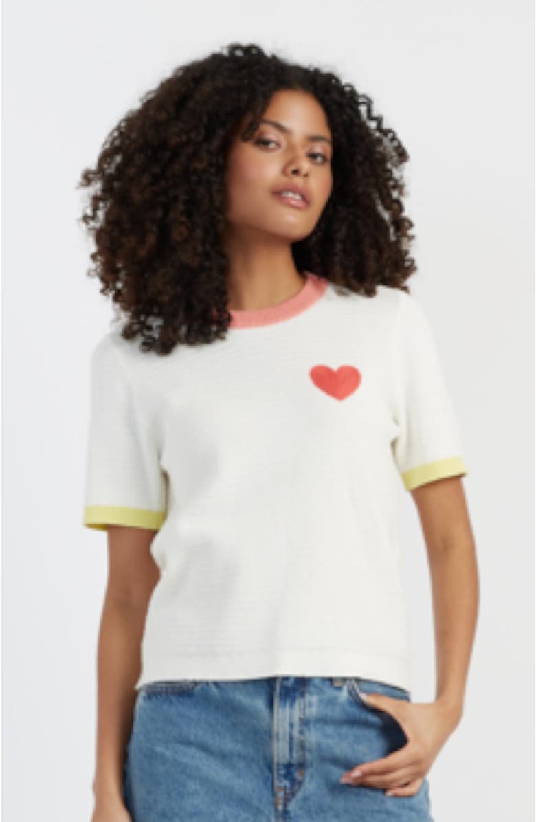 Chinti & Parker Cotton Heart Breton Crochet T-Shirt, Alternate, color, 