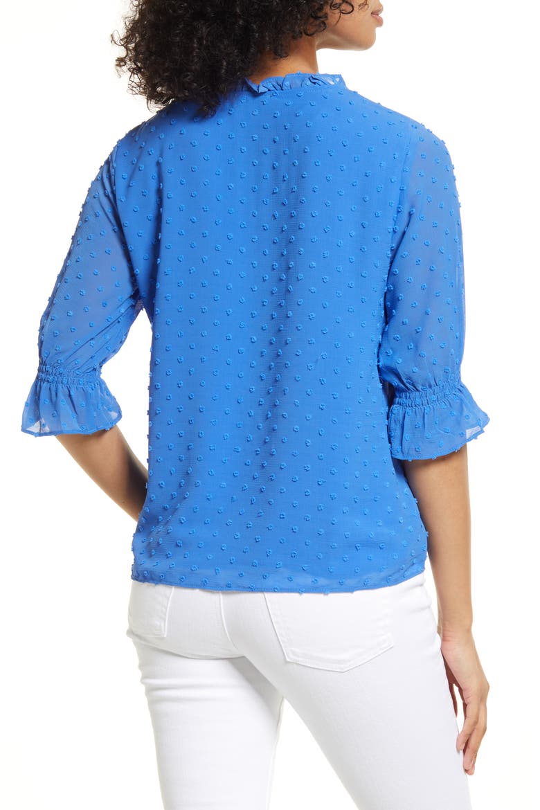 Clip Dot Tie Front Top, Alternate, color, BLUE