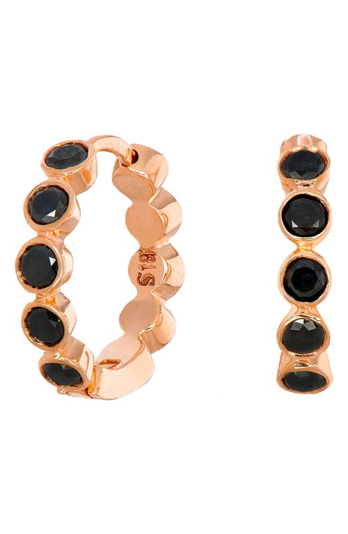 Sethi Couture Black Diamond Bezel Hoop Earrings in Rose Gold 