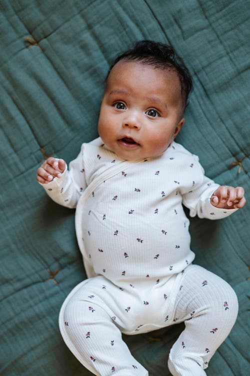 Ely's & Co. Baby Cotton Ribbed Zipper Footie In Ivory/plum Berry