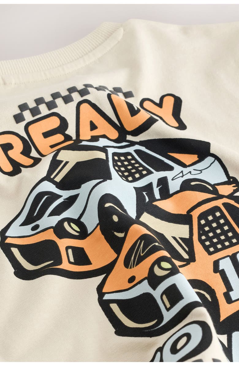 NEXT Kids' Oversize Racing Car Cotton Graphic T-Shirt, Alternate, color, Neutral