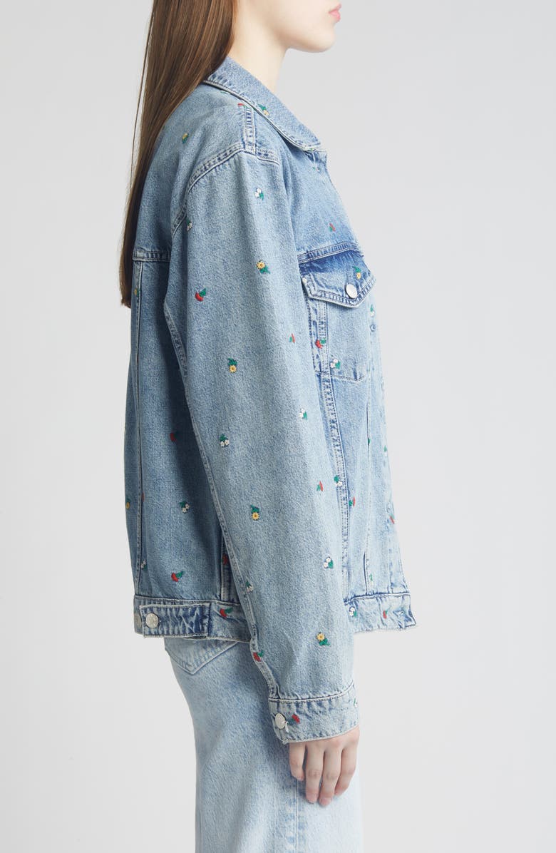 Rails Grove Floral Embroidery Denim Trucker Jacket, Alternate, color,