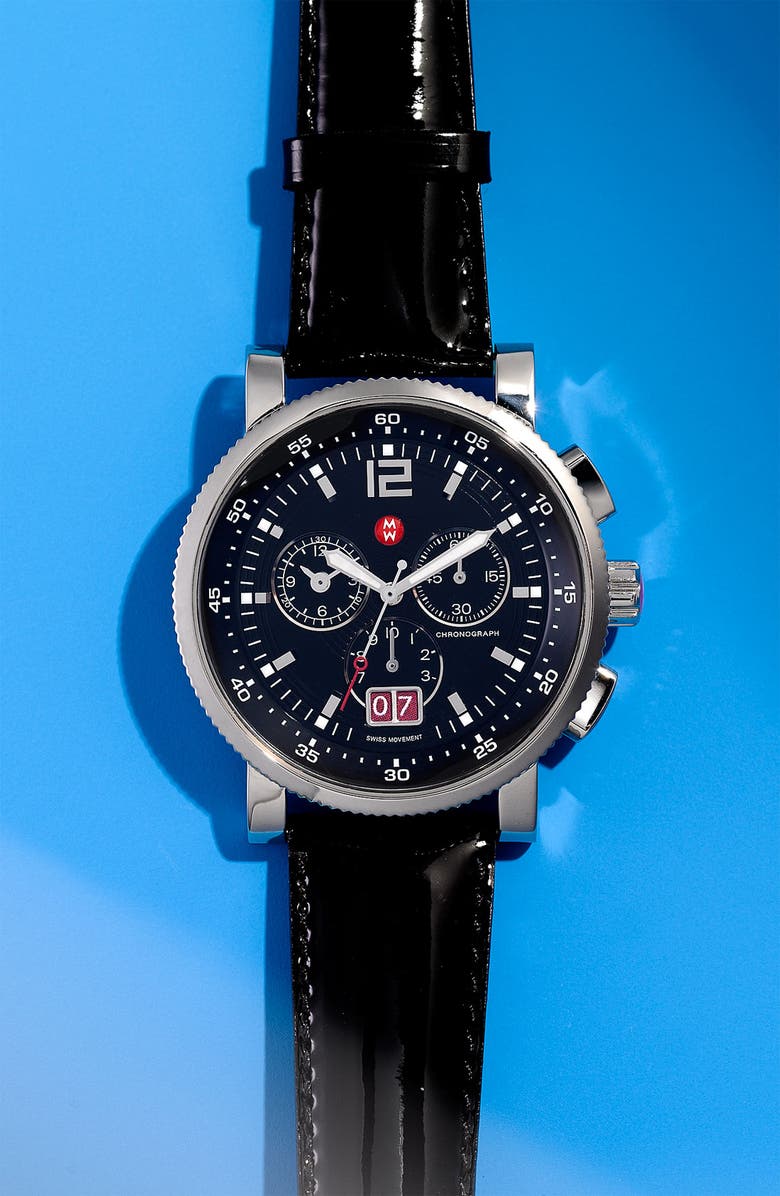 MICHELE 'Sport Sail - Large' Black Dial Watch Case, 42mm, Alternate, color,