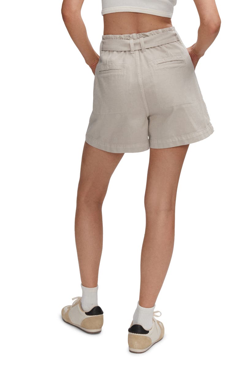 MANGO Belted Paperbag Waist Denim Shorts, Alternate, color, 