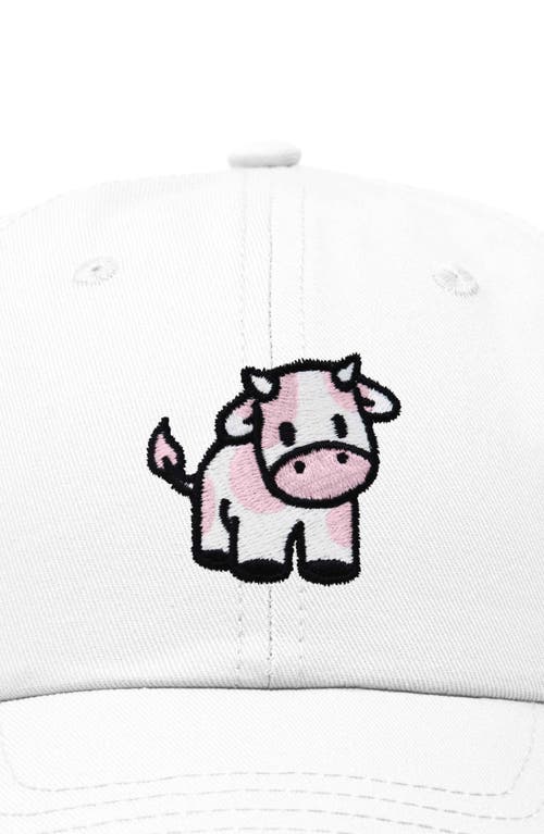 Dalix Strawberry Cow Embroidered Cap In White