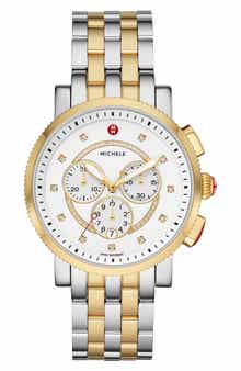 MICHELE Women's Sport Sail Diamond Accent Two-Tone Bracelet Watch, 42mm - 0.13 ctw