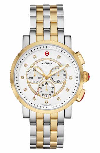 MICHELE Women's Sport Sail Diamond Accent Two-Tone Bracelet Watch, 42mm - 0.13 ctw