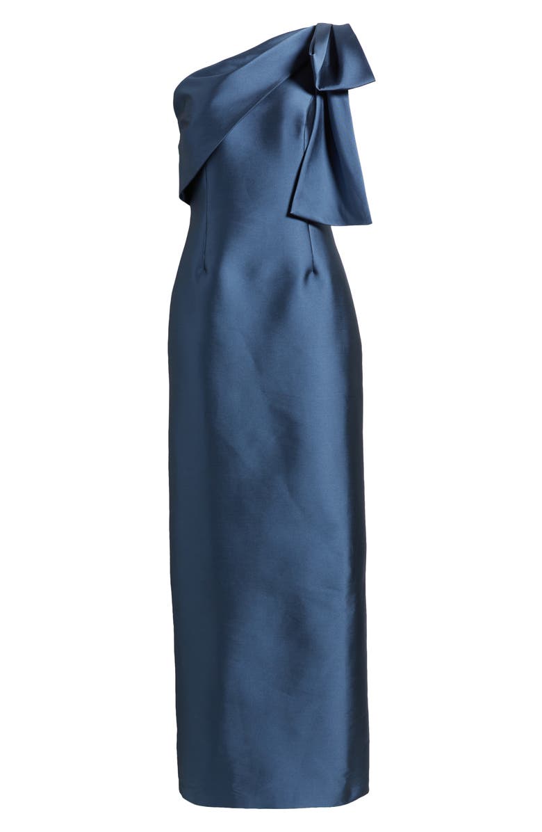 Sachin & Babi Bonnie Bow Shoulder Gown, Alternate, color, Steel Blue