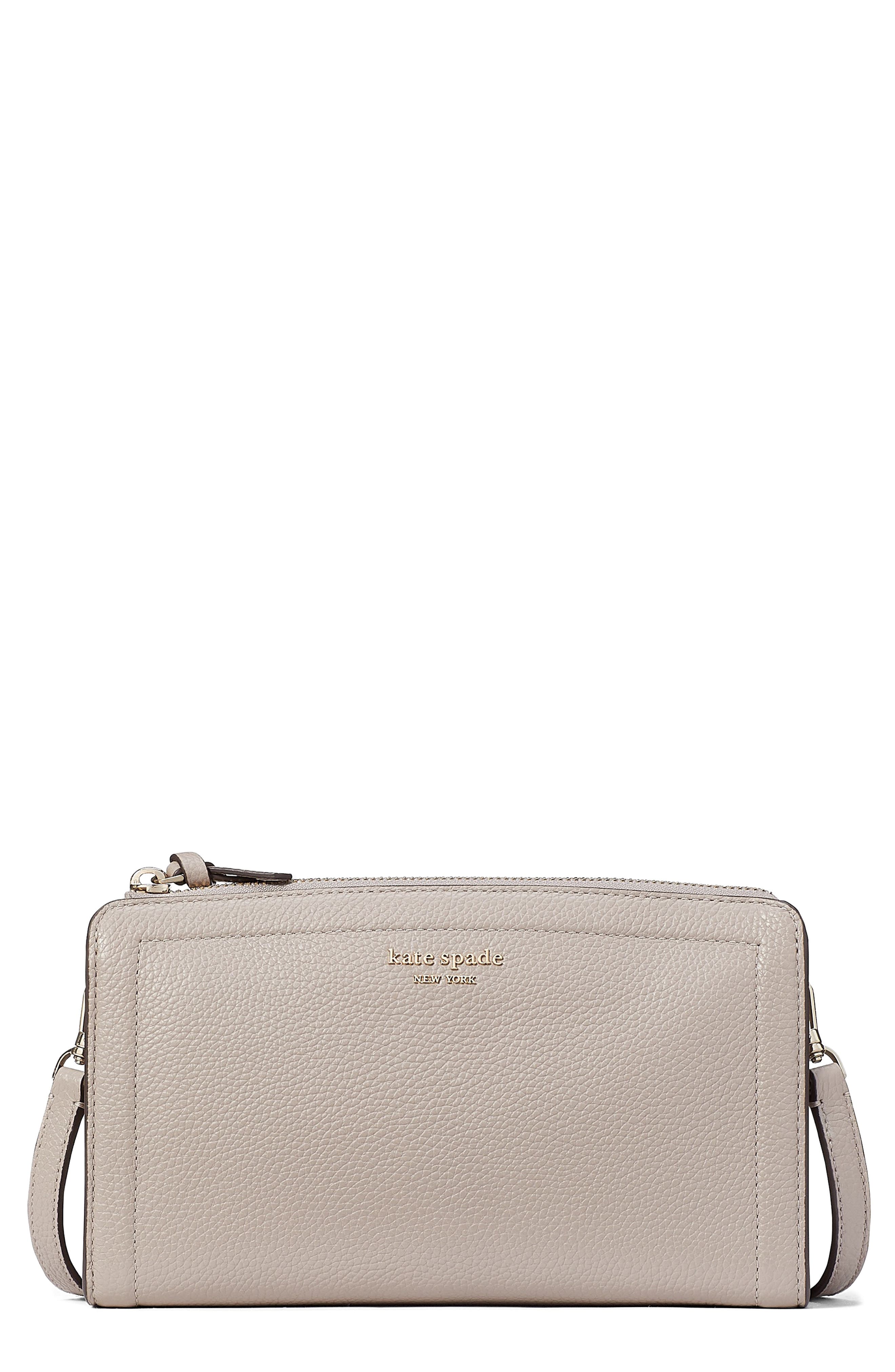 knott small leather crossbody bag, Main, color, WARM TAUPE.