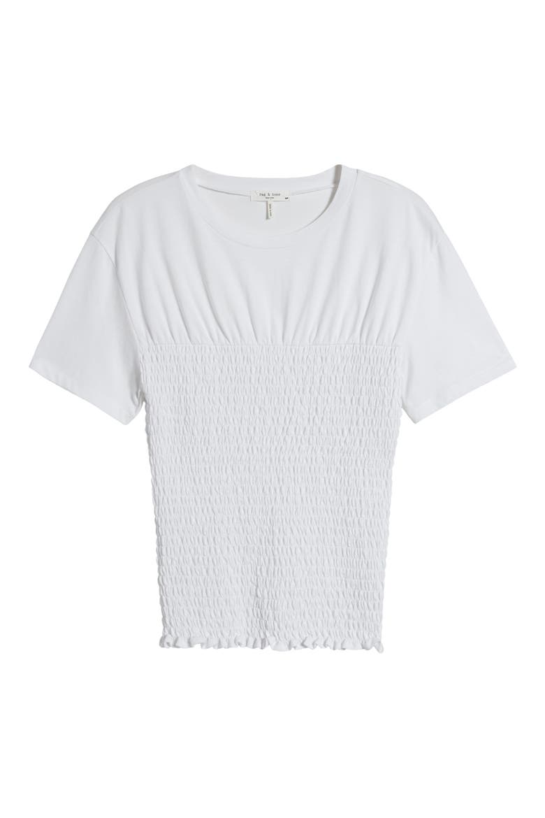 Smocked Cotton Top, Alternate, color, WHITE
