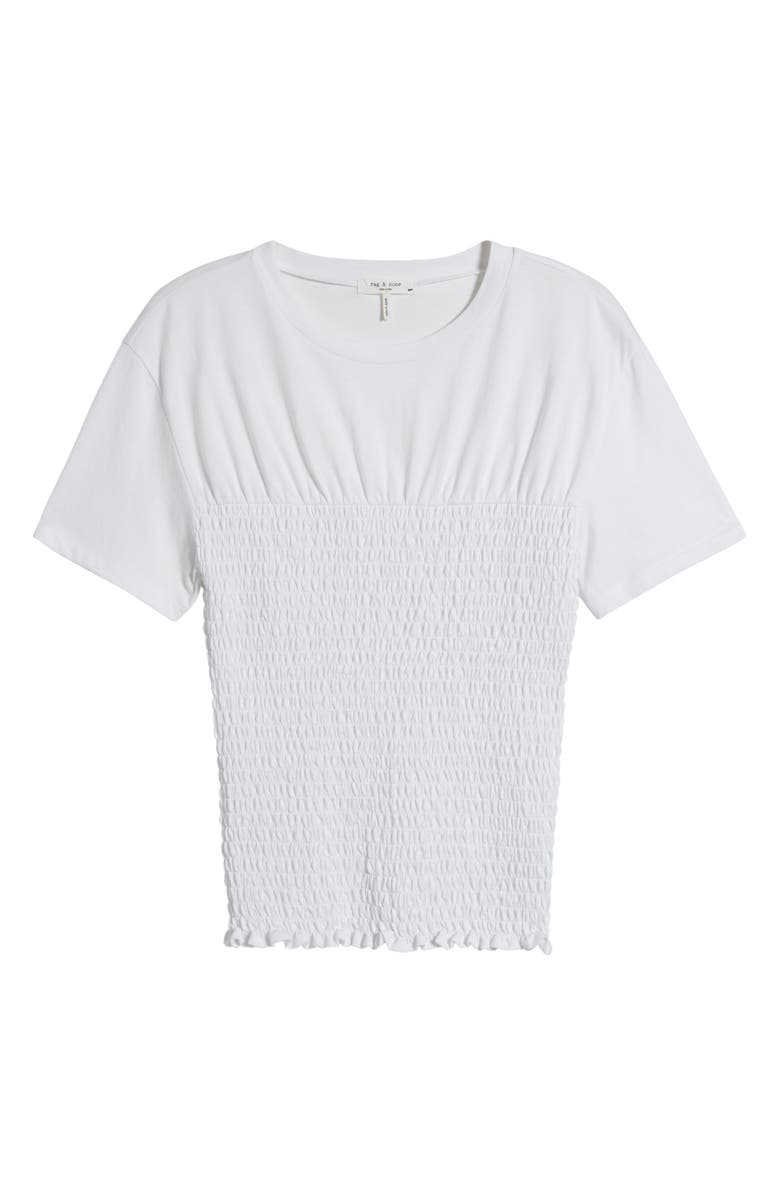 rag & bone Smocked Cotton Top, Alternate, color, White