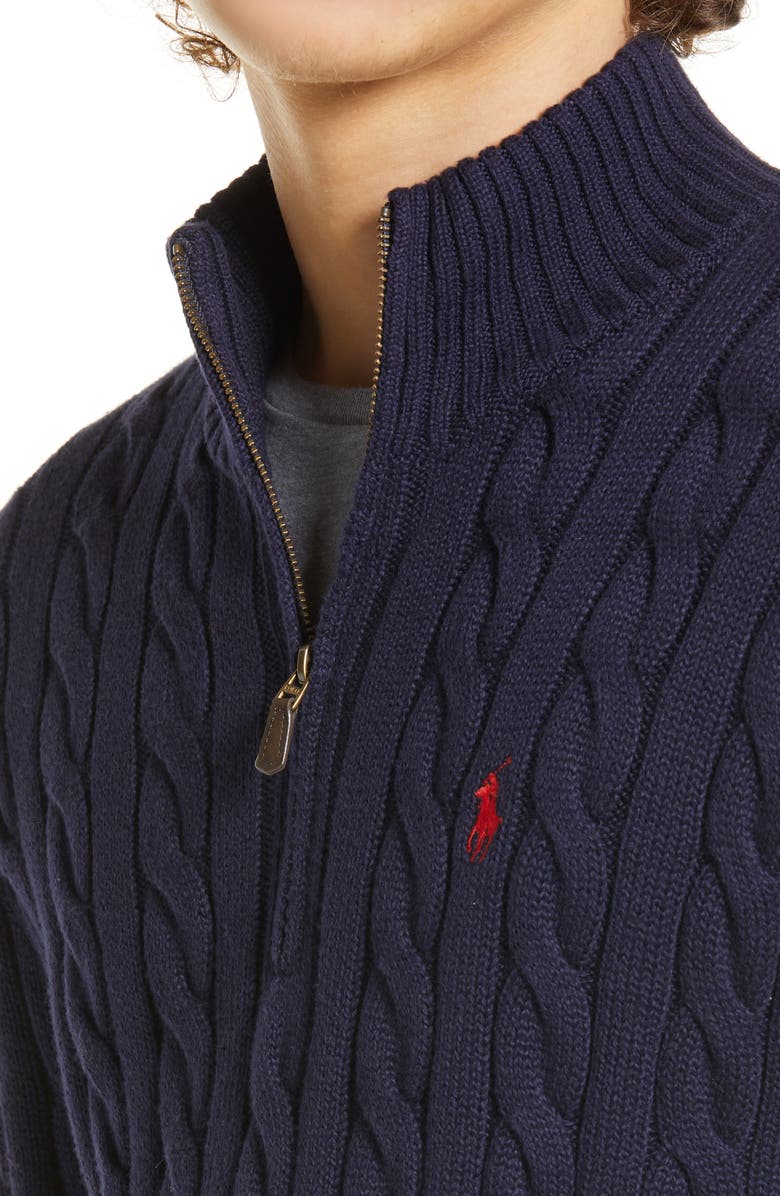 Polo Ralph Lauren Men's Cable Knit Quarter Zip Pullover, Alternate, color,