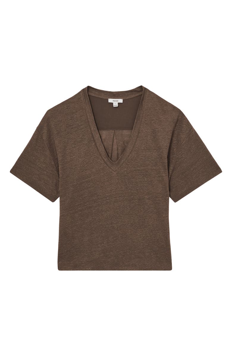 Reiss Ember Linen T-Shirt, Alternate, color, Brown