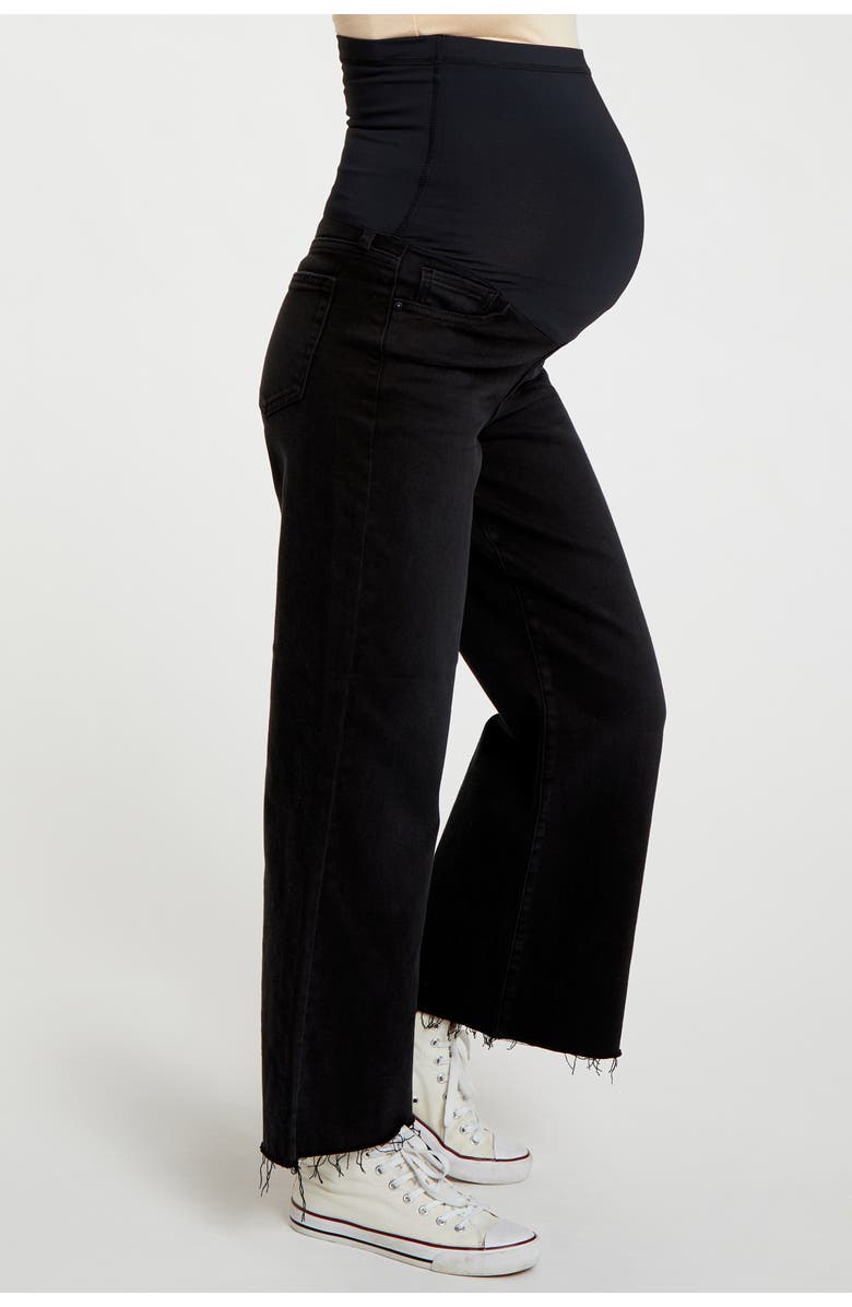 PinkBlush Wide Leg Raw Hem Maternity Jeans, Alternate, color, Black