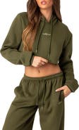 EDIKTED Breanna Cotton Blend Crop Hoodie