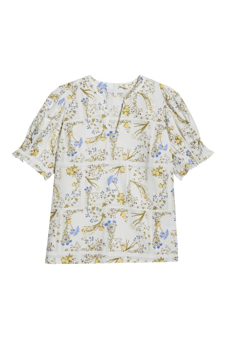 Cecily Merryn Floral Split Neck Cotton Top, Alternate, color, WHITE/ MULTI
