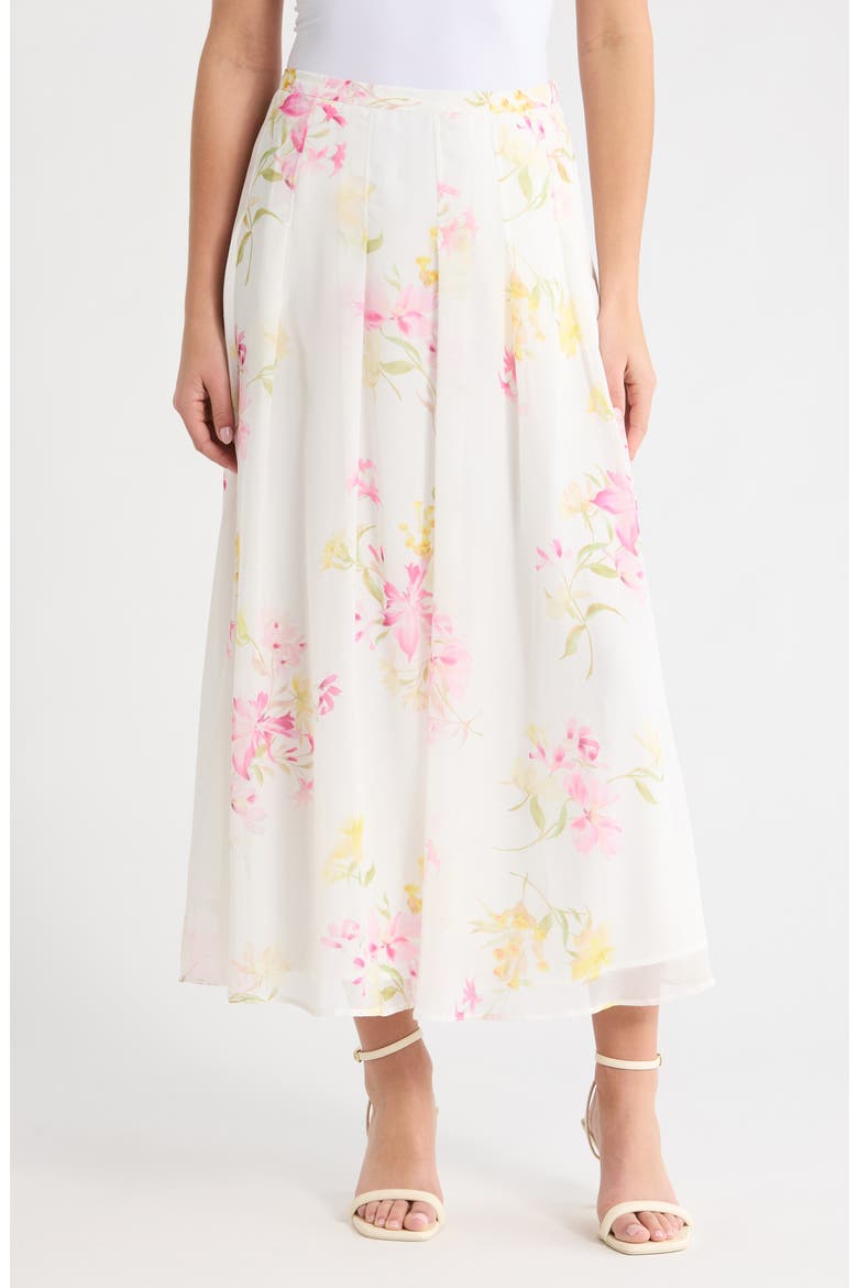 Floral Maxi Skirt, Main, color, LEMON CREAM