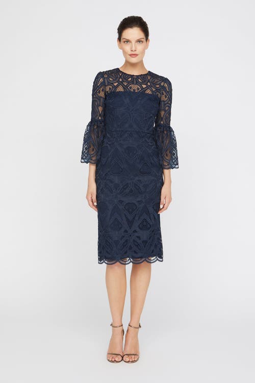 Theia Jen Flared Sleeve Sheath Dress In Blue