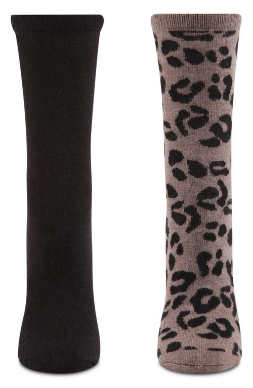 Memoi Leopard Assorted 2-pack Crew Socks In Brown
