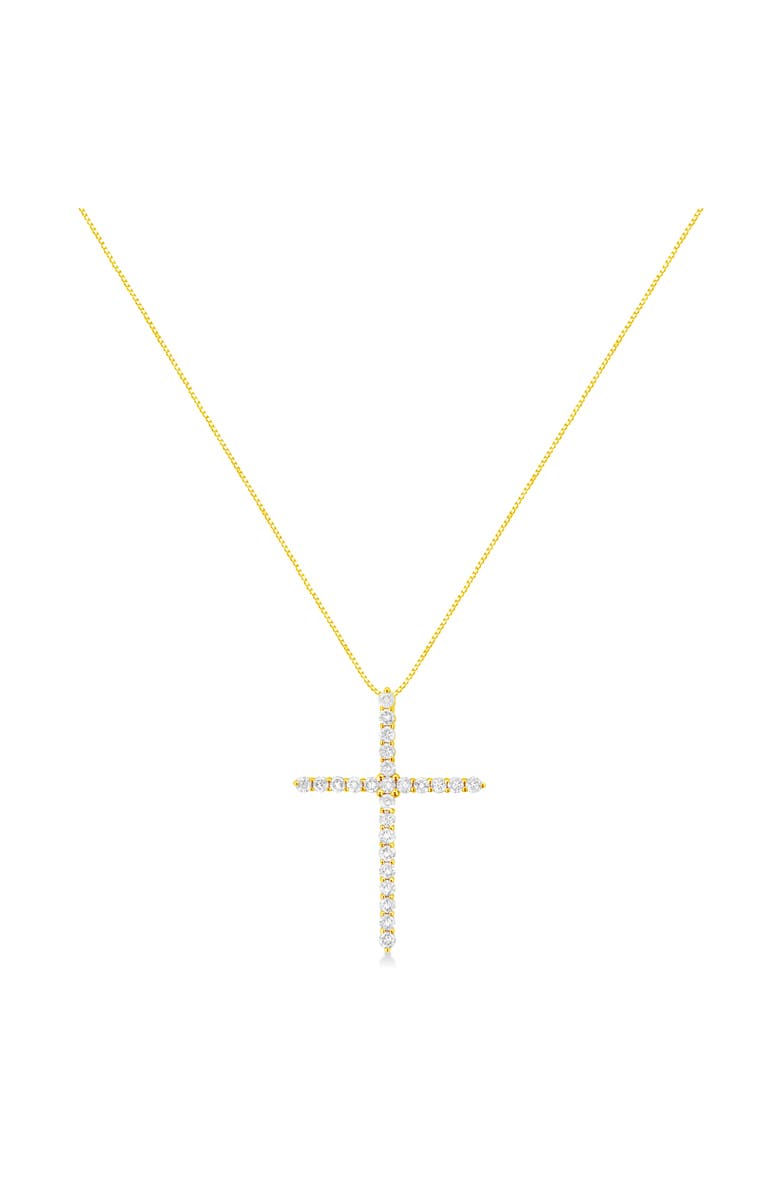 Haus of Brilliance 10K Yellow Gold Plated Silver 2.0 Cttw Round Cut Diamond Cross Pendant Necklace, Alternate, color, Yellow